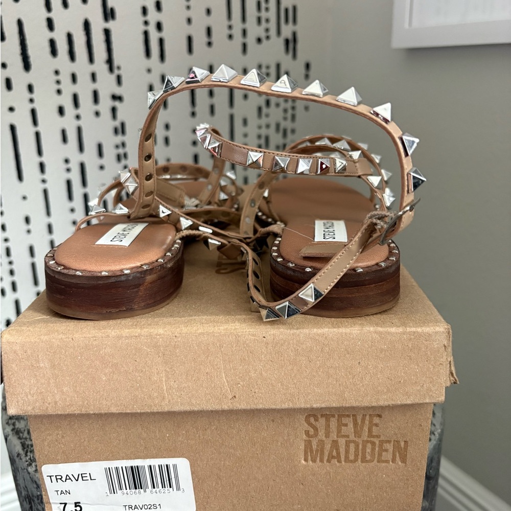 Steve Madden Brown Studded Sandals - Picture 6 of 7